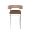 Tabouret de bar à tissu en velours marron